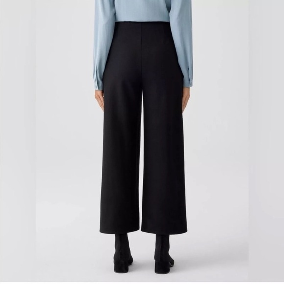 EILEEN FISHER Women's Wide Straight Leg Elastic Waist Pants size Small Black - Picture 2 of 15